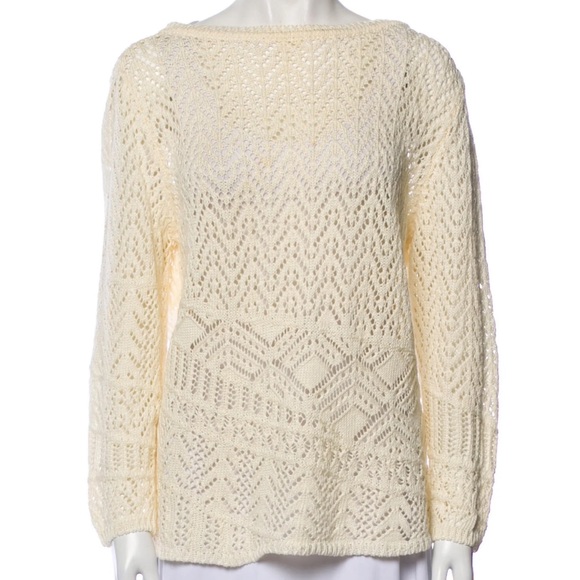 TSE Open Knit Linen Sweater in Ivory. Women’s Medium - Picture 4 of 6